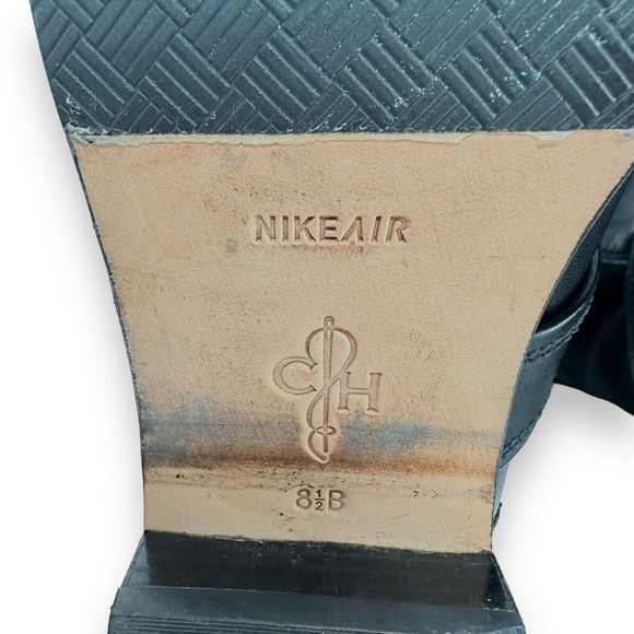 COLE HAAN Riding Boot Sz 8.5 Whitley Black Leather NikeAir Tall Knee High Buckle - Picture 7 of 14